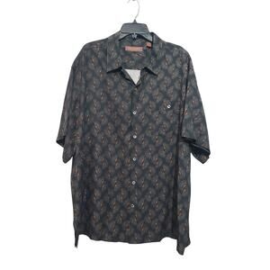 Tori Richard Silk Lyocell Camp Shirt Black Print 2XL EUC